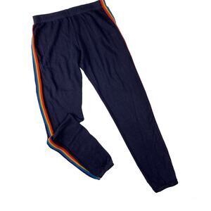 MONROW Rainbow Stripe Joggers Sweat Pants in Neptune Womens Sm HB0128-27